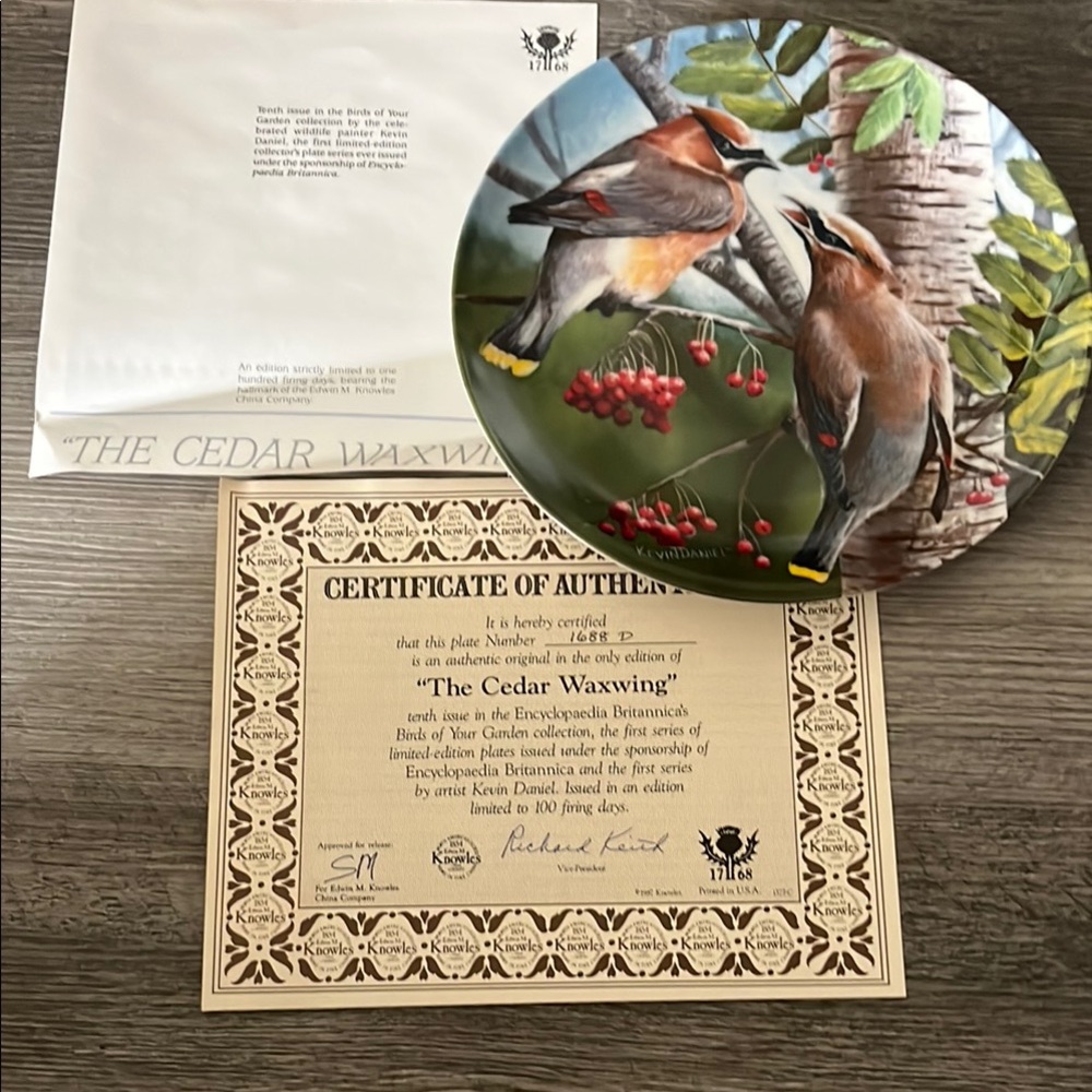 Knowles Art Plate “The Cedar Waxwing